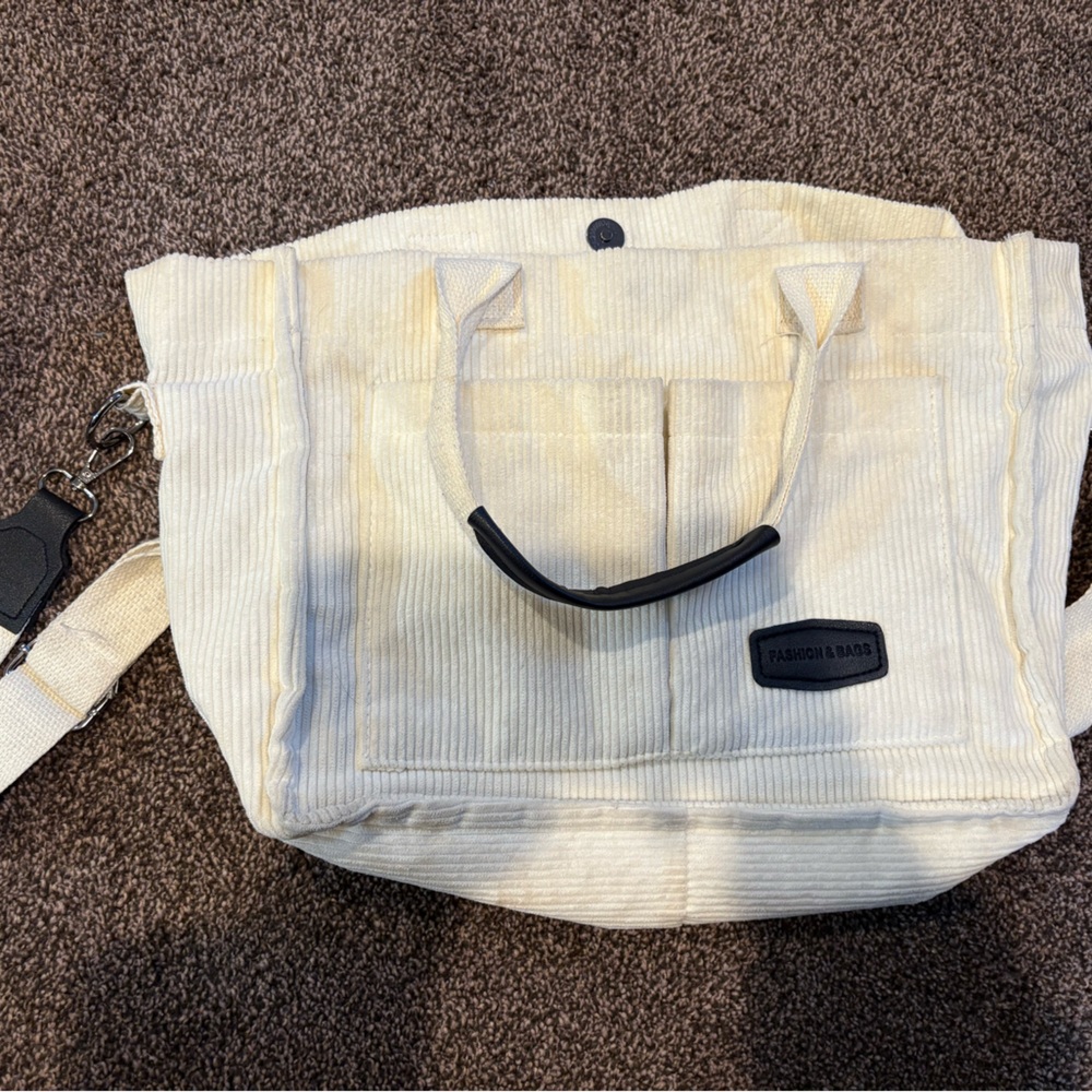 Cream Corduroy Tote Bag